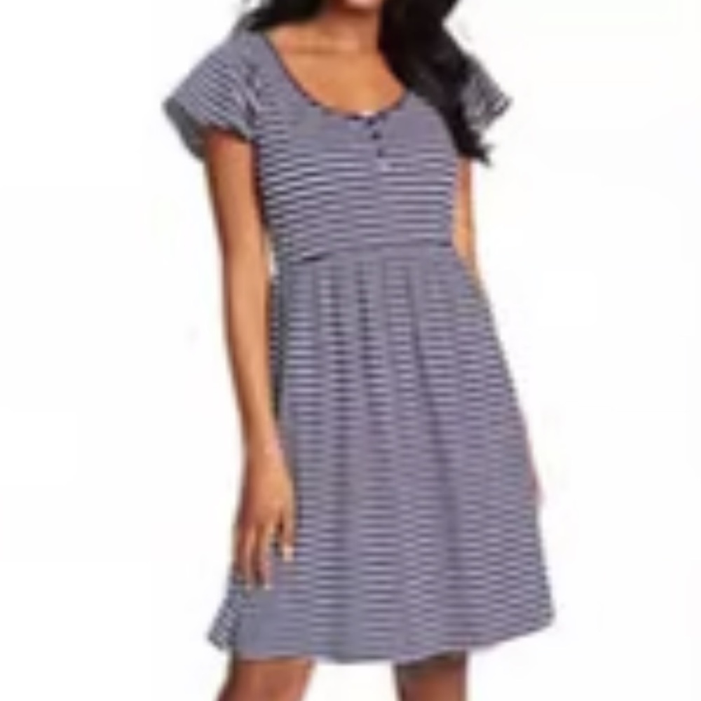 Draper James flutter short sleeve cotton stripped dress with dropped waist - Picture 2 of 8